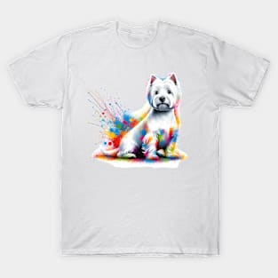 West Highland White Terrier in Vivid Splash Art T-Shirt